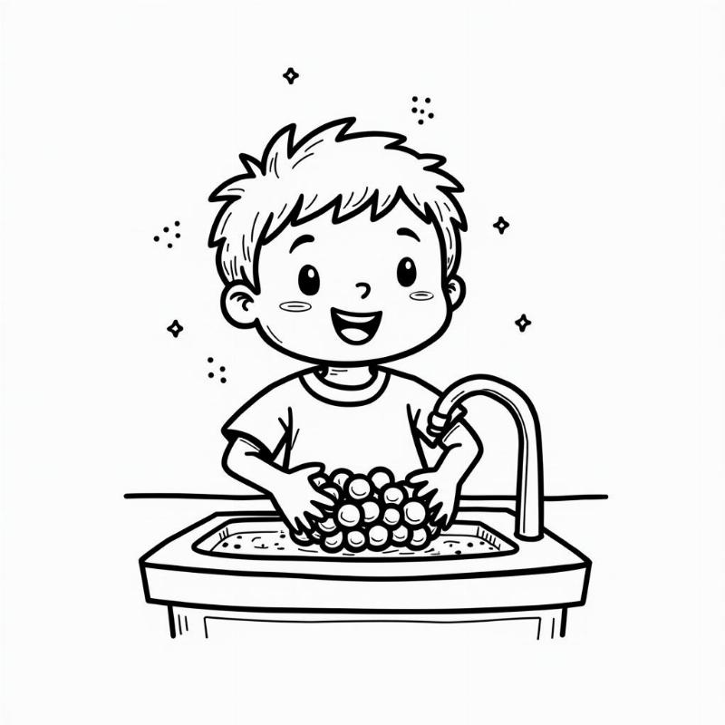 Các bước vẽ tranh an toàn thực phẩm: Hướng dẫn rửa rau củ quả sạch trước khi ăn