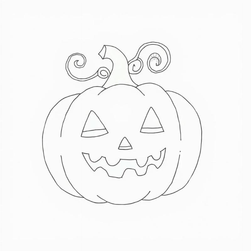 Phác thảo bước đầu vẽ tranh Halloween bí ngô đơn giản cho bé tiểu học