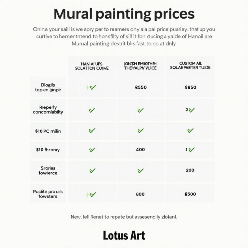 Bảng giá tham khảo dịch vụ vẽ tranh tường tại Hà Nội của Lotus Art.