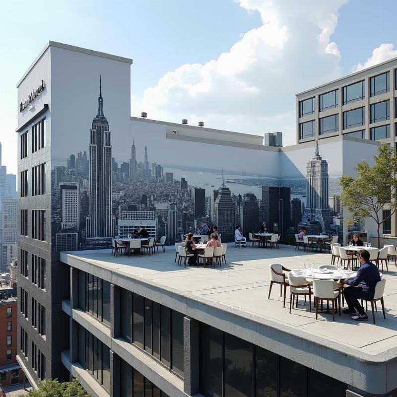 Dự án vẽ tranh tường sân thượng chuyên nghiệp bởi đội ngũ họa sĩ Lotus Art, đảm bảo chất lượng và thẩm mỹ.