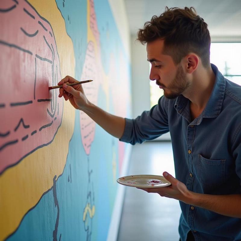 Hinh anh hoa si ve tranh tuong cong trinh cong cong ti mi chat luong cao