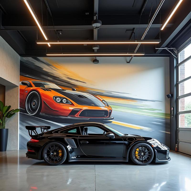 Mẫu tranh tường gara độc đáo sáng tạo, thể hiện cá tính và phong cách riêng của doanh nghiệp