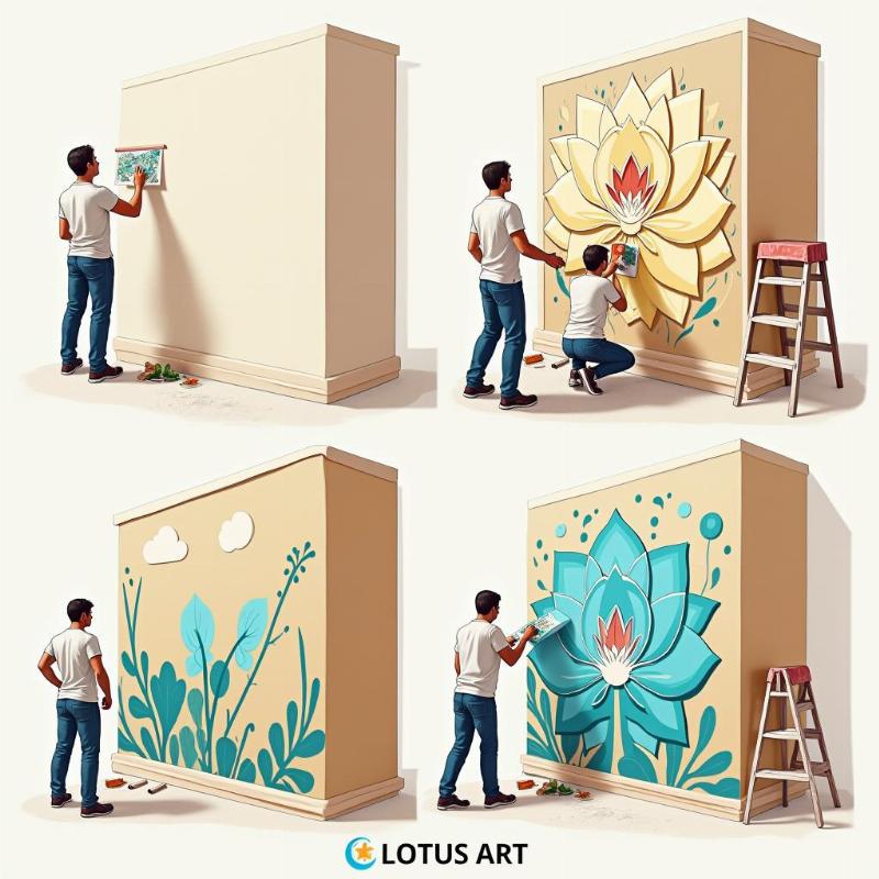 quy trinh thi cong ve tranh tuong 3d chuyen nghiep lotus art dam bao chat luong