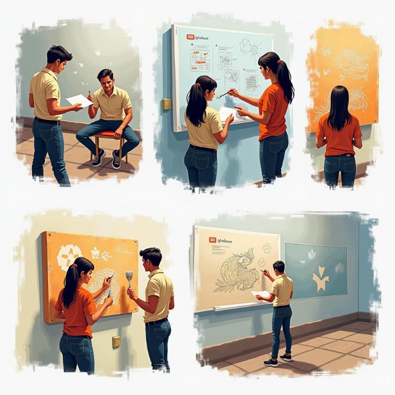 Quy trình vẽ tranh tường quán kem chuyên nghiệp của họa sĩ Lotus Art