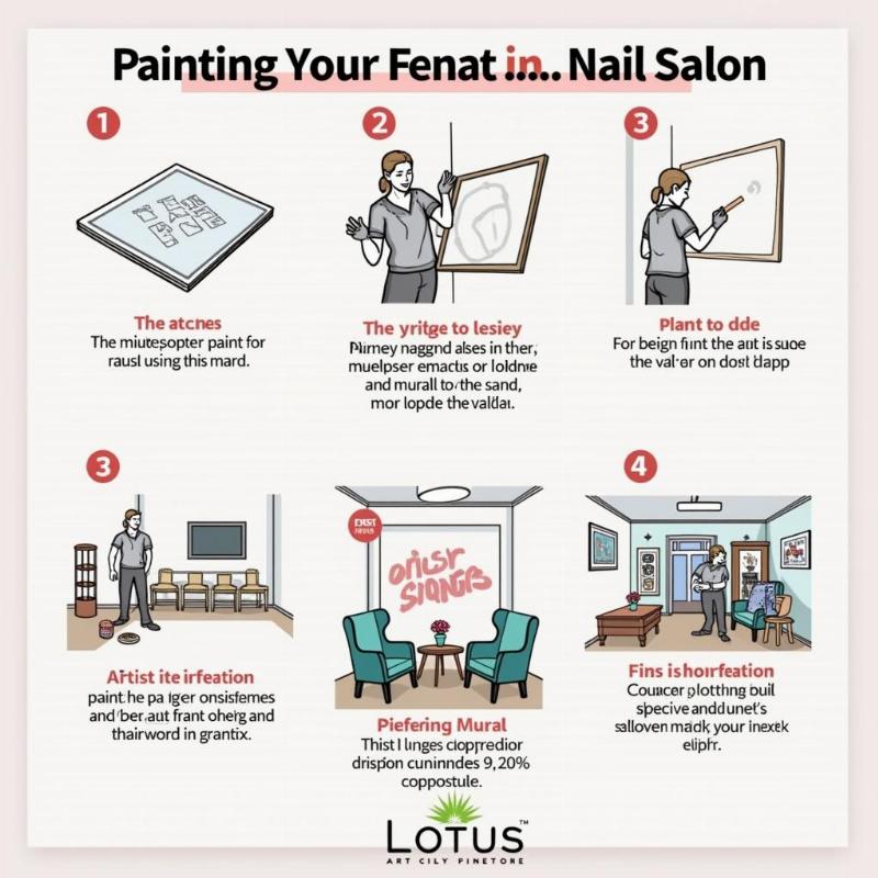 Quy trình thi công vẽ tranh tường tiệm nail chuyên nghiệp của Lotus Art, từ phác thảo đến hoàn thiện