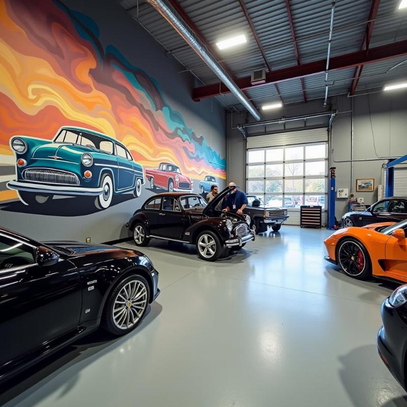 Trang trí nội thất garage ô tô đẹp với dịch vụ vẽ tranh tường garage chuyên nghiệp tại Lotus Art