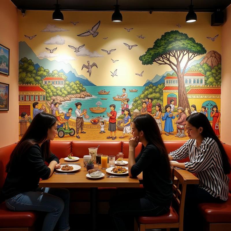Tranh tường cho nhà hàng và quán ăn tại Đà Nẵng, tạo không gian ấn tượng và thu hút khách hàng với phong cách độc đáo