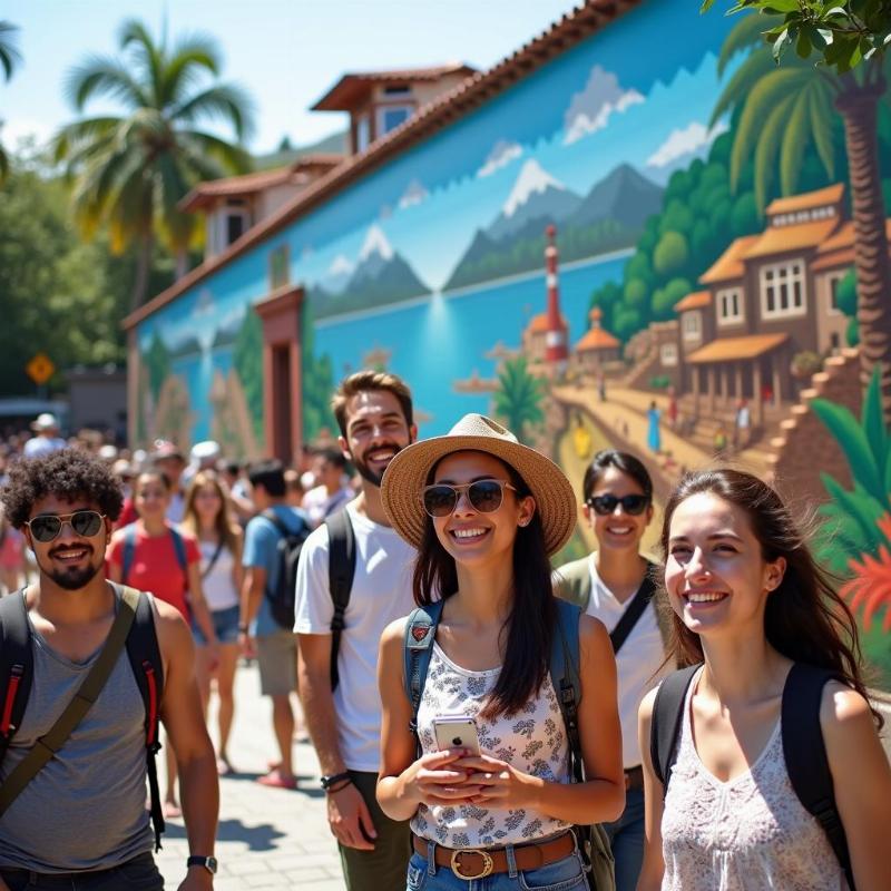 Tranh tường nghệ thuật tạo điểm nhấn check-in độc đáo và thu hút du khách tại khu du lịch