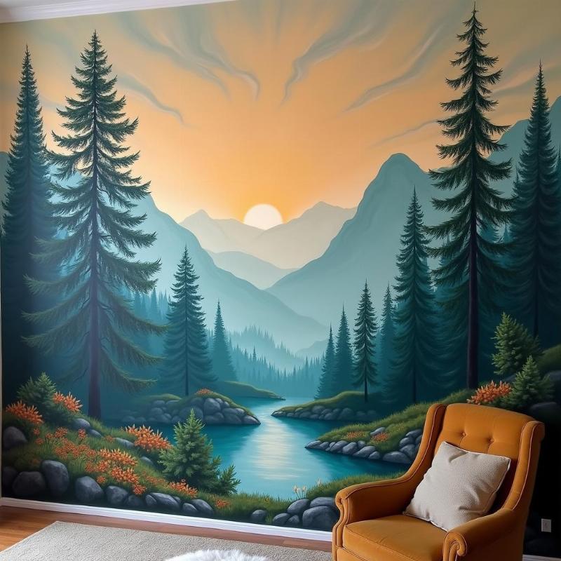 Dich vu ve tranh tuong phong canh nghe thuat tai Da Lat boi hoa si chuyen nghiep cua Lotus Art, ben mau, khong bong troc