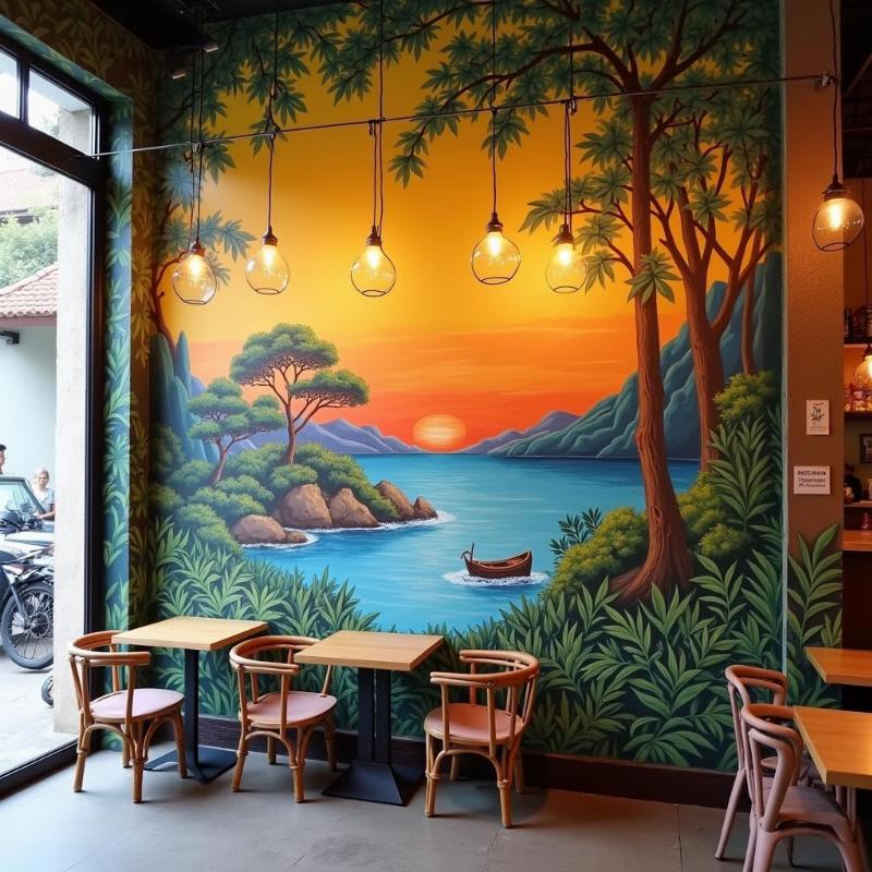 Dich vu ve tranh tuong quan cafe tai Da Lat giup tao khong gian "song ao" thu hut gioi tre, tang trai nghiem khach hang doc dao