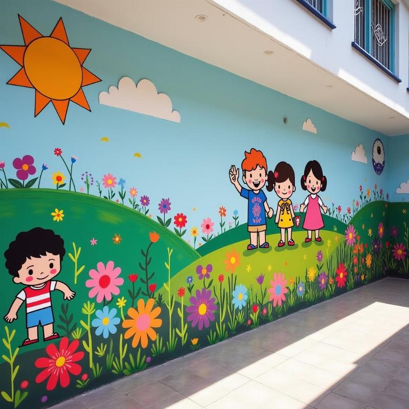 Mau ve tranh tuong truong hoc dep chat luong cao ben mau tren 5 nam