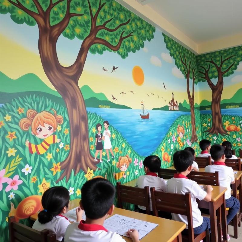 Tranh tường trường học Cần Thơ giúp tạo môi trường học tập sinh động sáng tạo cho học sinh