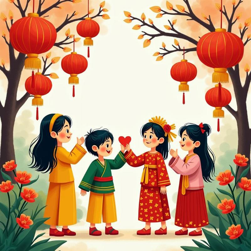 Tô màu cho bức tranh ngày tết quê em với màu sắc tươi sáng và bắt mắt
