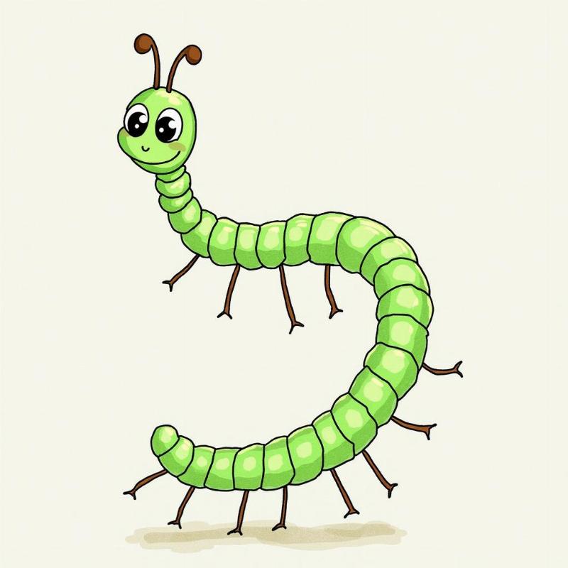 Vẽ chi tiết mắt, chân, râu cho con sâu thêm sinh động