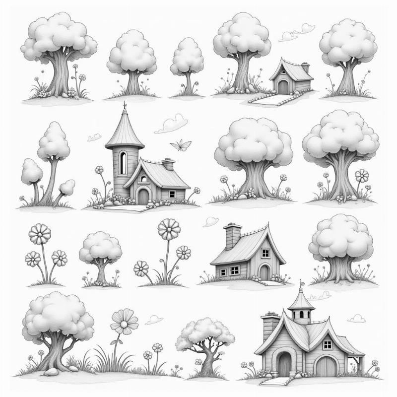 vẽ chi tiết các thành phần khu vườn cổ tích