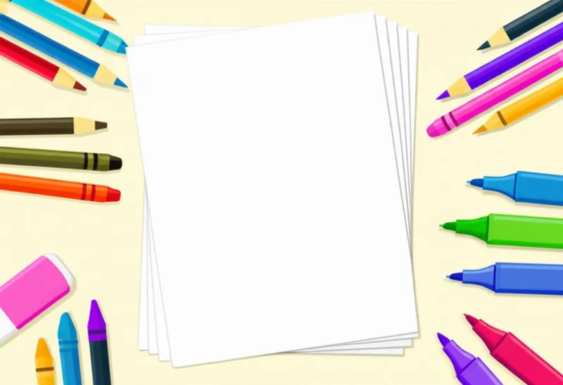 Bộ đồ dùng vẽ hình cute đáng yêu đơn giản của học sinh