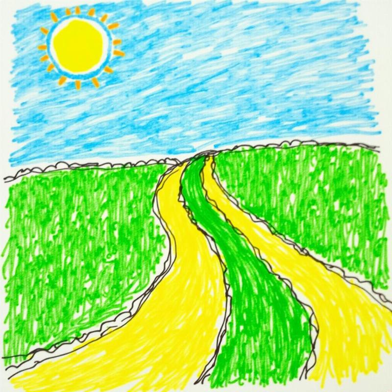 Tô màu cánh đồng lúa óng ả đơn giản cho bé lớp 2 với màu sắc tươi sáng